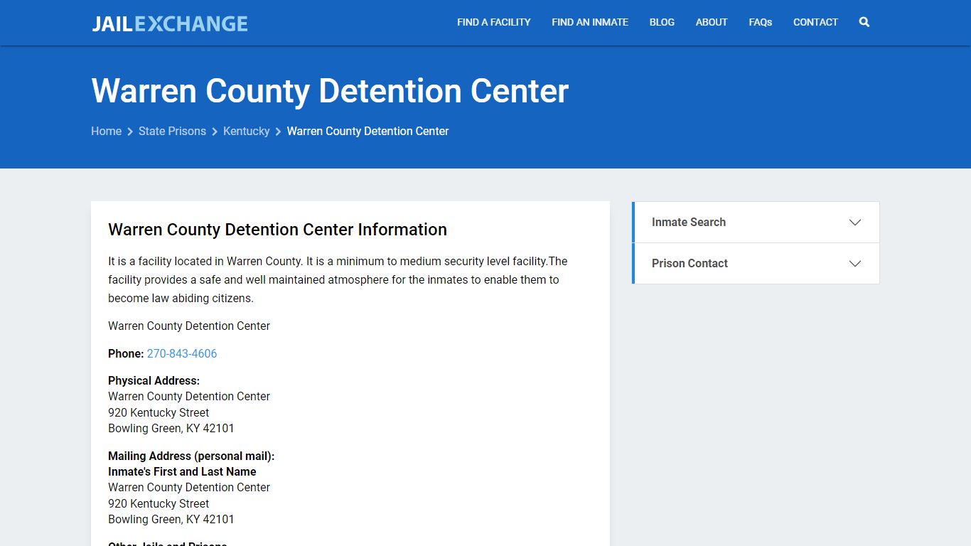Warren County Detention Center Inmate Search, KY - Jail Exchange